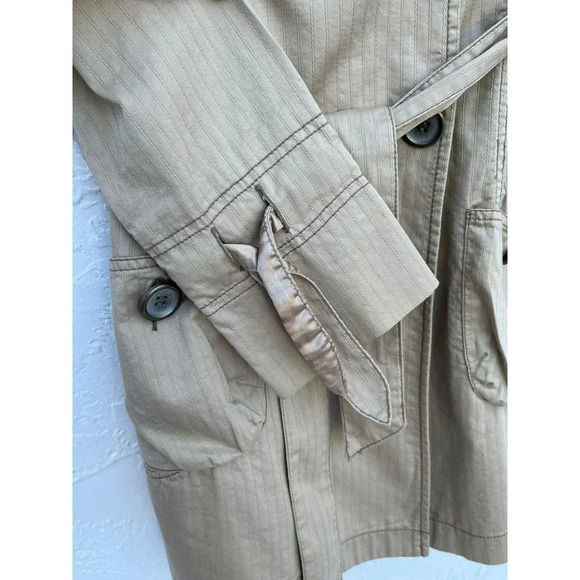 DKNY Womens Long Sleeve Double Breasted Belted Trench Coats Khaki Sz XS - Picture 5 of 16